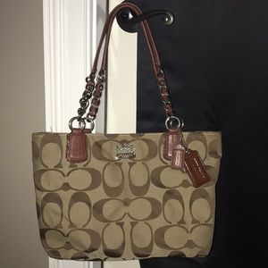 Tan Canvas Coach Tote Bag
